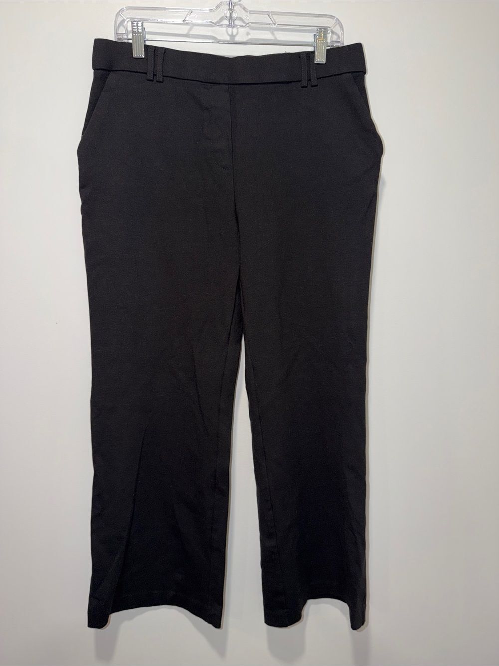 Have & Blair L Black Ponte Knit Pull On Wide Leg Trousers Pants